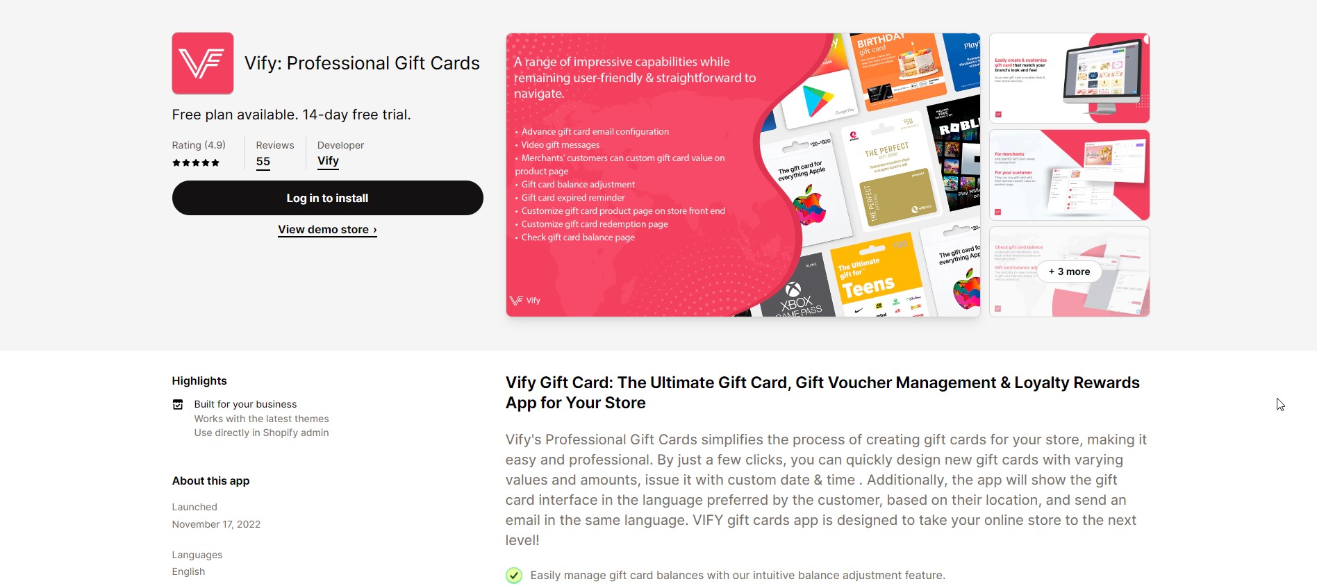 Vify: Professional Gift Cards